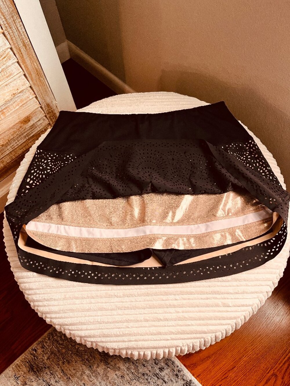 Lucky in Love Black Laser Cut Layered Skort
